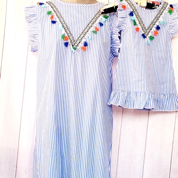STRIPPED TASSEL DRESS FOR MOM AND DAUGHTER NWT - Picture 2 of 8